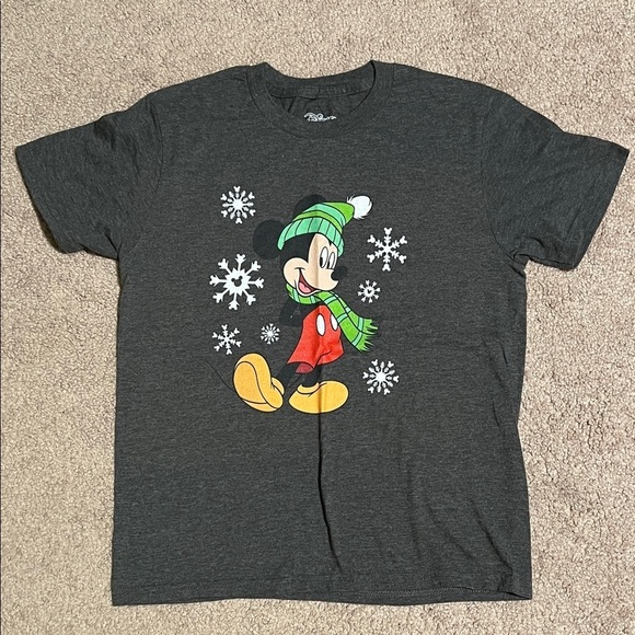 Disney Other - Disney Kids Charcoal Mickey Mouse Snowflake Tee
